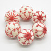 Felt Christmas Embroidered Snowflake Bauble Felt Ball - 6 Count - Ivory White - 2.5cm