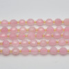 Grade A Natural Rose Quartz Semi-precious Gemstone Double Tip FACETED Round Beads - 7mm x 8mm - 15" strand