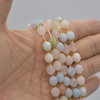 Grade A Natural Morganite Semi-precious Gemstone Double Tip FACETED Round Beads - 7mm x 8mm - 15" strand