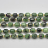 Grade A Natural Ruby Zoisite Semi-precious Gemstone Double Tip FACETED Round Beads - 7mm x 8mm - 15" strand