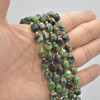 Grade A Natural Ruby Zoisite Semi-precious Gemstone Double Tip FACETED Round Beads - 7mm x 8mm - 15" strand