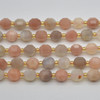 Grade A Natural Multi Colour Moonstone Semi-precious Gemstone Double Tip FACETED Round Beads - 7mm x 8mm - 15" strand