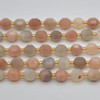 Grade A Natural Multi Colour Moonstone Semi-precious Gemstone Double Tip FACETED Round Beads - 7mm x 8mm - 15" strand