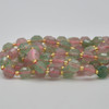Grade A Natural Green & Strawberry Quartz Semi-precious Gemstone Double Tip FACETED Round Beads - 7mm x 8mm - 15" strand