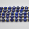 Grade A Natural Lapis Lazuli Semi-precious Gemstone Double Tip FACETED Round Beads - 7mm x 8mm - 15" strand