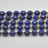 Grade A Natural Lapis Lazuli Semi-precious Gemstone Double Tip FACETED Round Beads - 7mm x 8mm - 15" strand