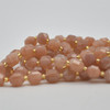 Grade A Natural Peach Moonstone Semi-precious Gemstone Double Tip FACETED Round Beads - 7mm x 8mm - 15" strand