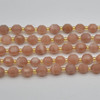 Grade A Natural Peach Moonstone Semi-precious Gemstone Double Tip FACETED Round Beads - 7mm x 8mm - 15" strand