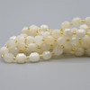 Grade A Natural White Moonstone Semi-precious Gemstone Double Tip FACETED Round Beads - 7mm x 8mm - 15" strand