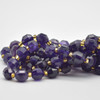 Grade A Natural Amethyst Semi-precious Gemstone Double Tip FACETED Round Beads - 7mm x 8mm - 15" strand