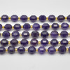 Grade A Natural Amethyst Semi-precious Gemstone Double Tip FACETED Round Beads - 7mm x 8mm - 15" strand