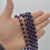 Grade A Natural Amethyst Semi-precious Gemstone Double Tip FACETED Round Beads - 7mm x 8mm - 15" strand