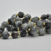 Grade A Natural Hawk Eye Semi-precious Gemstone Double Tip FACETED Round Beads - 7mm x 8mm - 15" strand