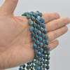 Grade A Natural Apatite Semi-precious Gemstone Double Tip FACETED Round Beads - 7mm x 8mm - 15" strand