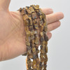 Raw Hand Polished Natural Tiger Eye Semi-precious Gemstone Nugget Beads - approx 7mm - 8mm x 9mm - 10mm - approx 15" strand