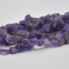 Raw Hand Polished Natural Dark Amethyst Semi-precious Gemstone Nugget Beads - approx 7mm - 8mm x 9mm - 10mm - approx 15" strand