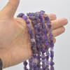 Raw Hand Polished Natural Dark Amethyst Semi-precious Gemstone Nugget Beads - approx 7mm - 8mm x 9mm - 10mm - approx 15" strand