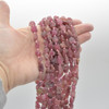 Raw Hand Polished Natural Pink Tourmaline Semi-precious Gemstone Nugget Beads - approx 7mm - 8mm x 9mm - 10mm - approx 15" strand