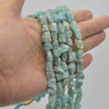 Raw Hand Polished Natural Amazonite Semi-precious Gemstone Nugget Beads - approx 7mm - 8mm x 9mm - 10mm - approx 15" strand