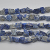 Raw Hand Polished Natural Lapis Lazuli Semi-precious Gemstone Nugget Beads - approx 7mm - 8mm x 8mm - 10mm - approx 15" strand