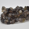 Raw Hand Polished Natural Smoky Quartz Semi-precious Gemstone Nugget Beads - approx 7mm - 9mm x 8mm - 10mm - approx 15" strand