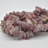 Raw Hand Polished Natural Pink Tourmaline Semi-precious Gemstone Nugget Beads - approx 8mm - 10mm x 12mm - 15mm - approx 15" strand