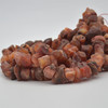 Raw Hand Polished Natural Carnelian Agate Semi-precious Gemstone Nugget Beads - approx 8mm - 10mm x 12mm - 15mm - approx 15" strand