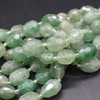 High Quality Grade A Natural Green Strawberry Quartz Semi-precious Gemstone Faceted Nugget Beads -  8mm - 10mm x 13mm - 15mm - 15" Strand