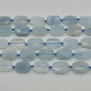 High Quality Grade A Natural Aquamarine Semi-precious Gemstone Faceted Rectangle Beads - 18 - 20mm x 13 - 15mm - 15" strand