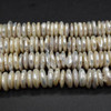 Natural Freshwater White Chunky Button / Coin Shaped Round Pearl Beads - 12mm - 15mm - 14'' strand