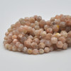 High Quality Grade A Natural Peach Moonstone Semi-Precious Gemstone Star Cut Faceted Round Beads - 6mm, 8mm sizes - 15" long