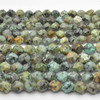 High Quality Grade A Natural African Turquoise Semi-Precious Gemstone Star Cut Faceted Round Beads - 6mm, 8mm, sizes - 15" long