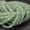 High Quality Grade A Natural Green Aventurine Semi-Precious Gemstone FACETED Rondelle Beads - 6mm, 8mm sizes - 15" long