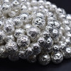 High Quality Grade A Natural Black Lava (Silver Colour Plated) Semi-Precious Gemstone Round Beads - 4mm, 6mm, 8mm, 10mm sizes - 14" long