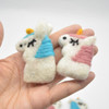 100% Wool Felt Unicorn Heads - 4 Count - Blue & Pink - 5.5cm x 4cm x 1.5cm