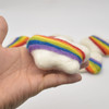 100% Wool Felt Cloud - Ivory - Rainbow Colour Stripe - 2 count - 9cm x 7cm - 8cm