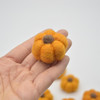 100% Wool Felt Pumpkins - 5 Count - Orange - 4cm x  2cm - 2.5cm