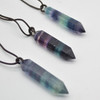 Natural Rainbow Fluorite Semi-precious Gemstone Double Terminated Point Pendant - 1 Count - 5cm - 5.5cm