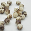 Natural Ivory White Bodhi Root Carved Lotus Flower Mala Prayer Beads - 10mm - 12mm Size - 10 Count
