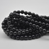 Large Hole Beads - Natural Black Obsidian Semi-precious Gemstone Round Beads - 8mm - 15" strand