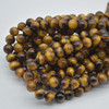 Large Hole (2mm) Beads - Natural Tiger Eye Semi-precious Gemstone Round Beads - 8mm - 15" strand