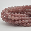 Large Hole (2mm) Beads - Natural Strawberry Quartz Semi-precious Gemstone Round Beads - 8mm - 15" strand