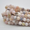 Large Hole (2mm) Beads - Natural Pink Peruvian Opal Semi-precious Gemstone Round Beads - 8mm - 15" strand