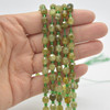 Grade A Natural Green Garnet Semi-precious Gemstone Double Tip FACETED Round Beads - 5mm x 6mm - 15" strand