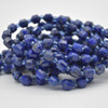 Grade A Natural Lapis Lazuli Semi-precious Gemstone Double Tip FACETED Round Beads - 5mm x 6mm - 15" strand