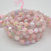 Grade A Natural Morganite / Beryl Semi-precious Gemstone Double Tip FACETED Round Beads - 5mm x 6mm - 15" strand