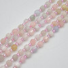 Grade A Natural Morganite / Beryl Semi-precious Gemstone Double Tip FACETED Round Beads - 5mm x 6mm - 15" strand