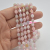 Grade A Natural Morganite / Beryl Semi-precious Gemstone Double Tip FACETED Round Beads - 5mm x 6mm - 15" strand