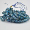 Grade A Natural Blue Apatite Semi-precious Gemstone Double Tip FACETED Round Beads - 5mm x 6mm - 15" strand