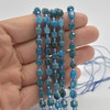 Grade A Natural Blue Apatite Semi-precious Gemstone Double Tip FACETED Round Beads - 5mm x 6mm - 15" strand